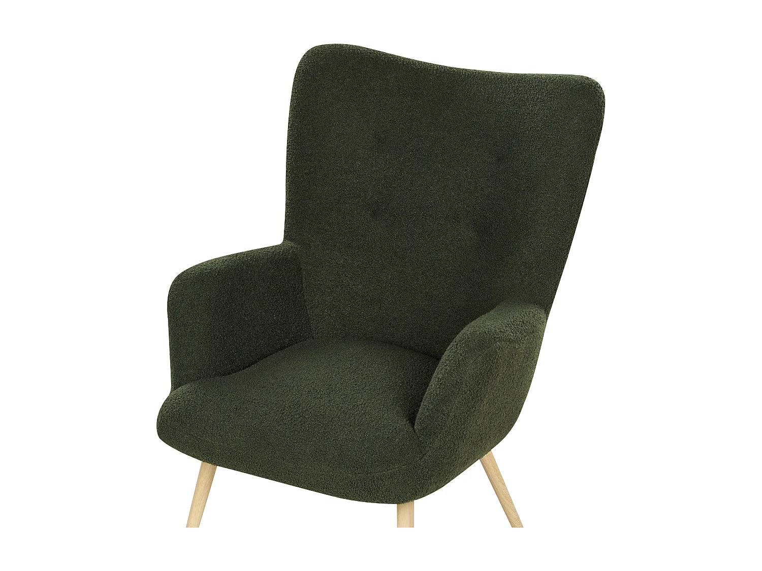 Oorfauteuil VEJLE met voetenbank Bouclé Donkergroen