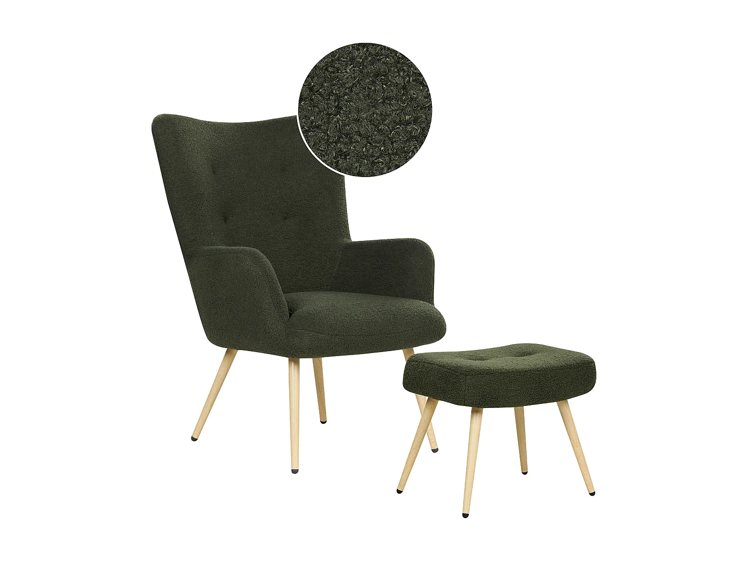 Fauteuil à oreilles VEJLE Bouclé Vert foncé