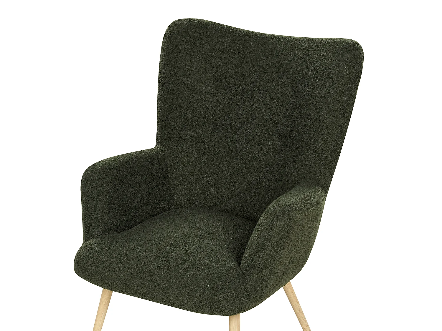 Wingback Chair VEJLE with Footstool Boucle Dark Green