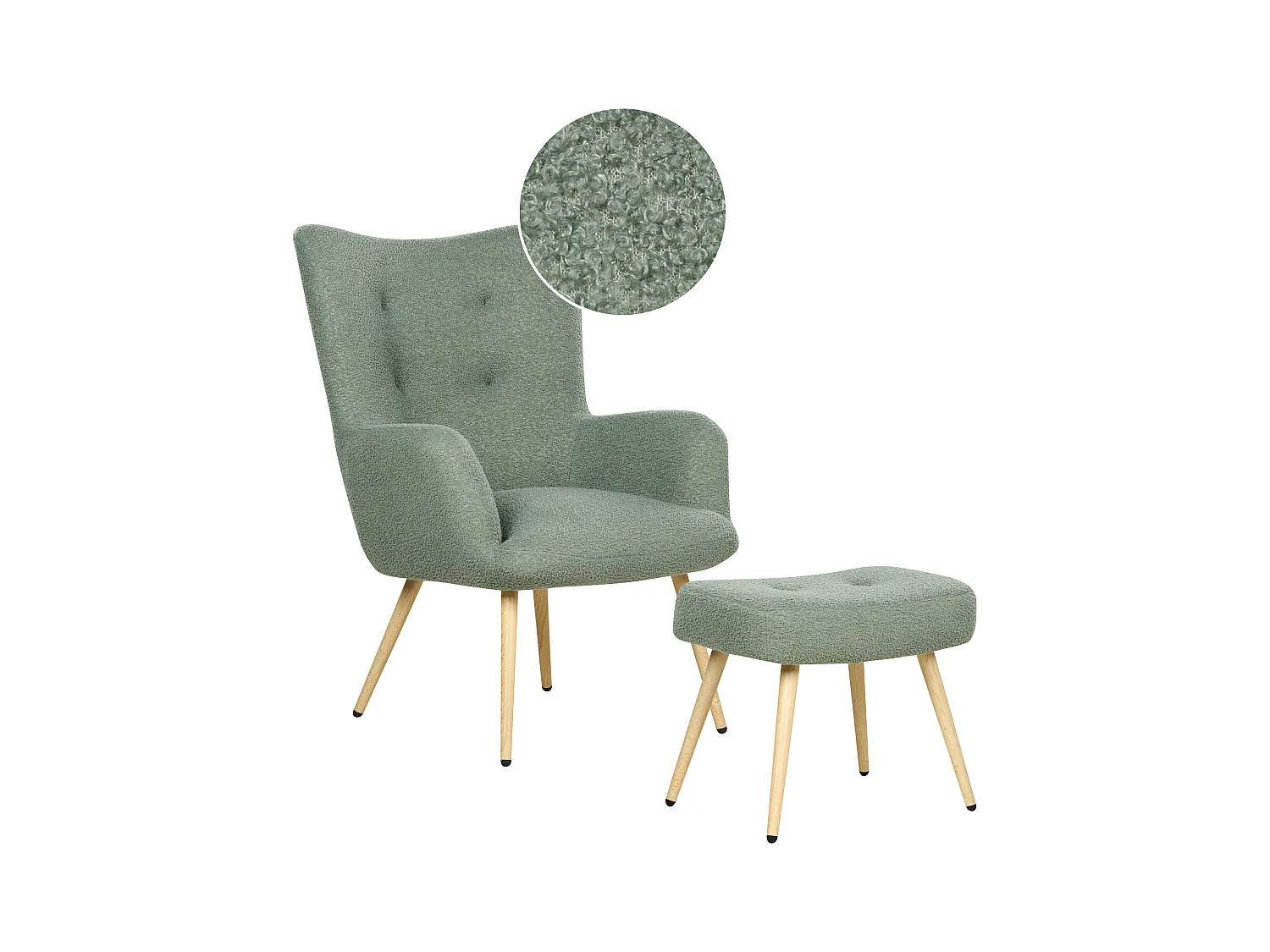 Fauteuil à oreilles VEJLE Bouclé Vert clair