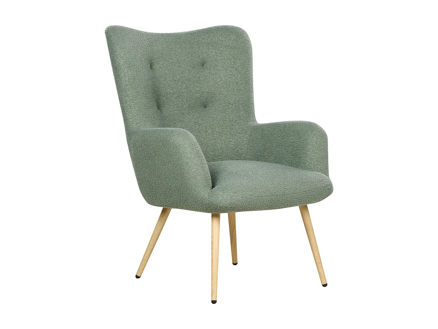 Oorfauteuil VEJLE met voetenbank Bouclé Lichtgroen