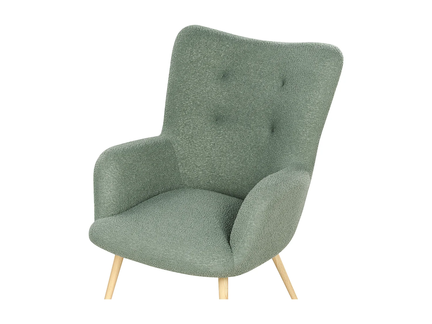 Oorfauteuil VEJLE met voetenbank Bouclé Lichtgroen