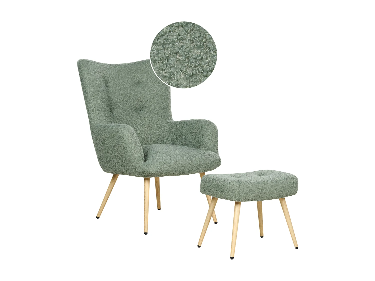 Fauteuil à oreilles VEJLE Bouclé Vert clair