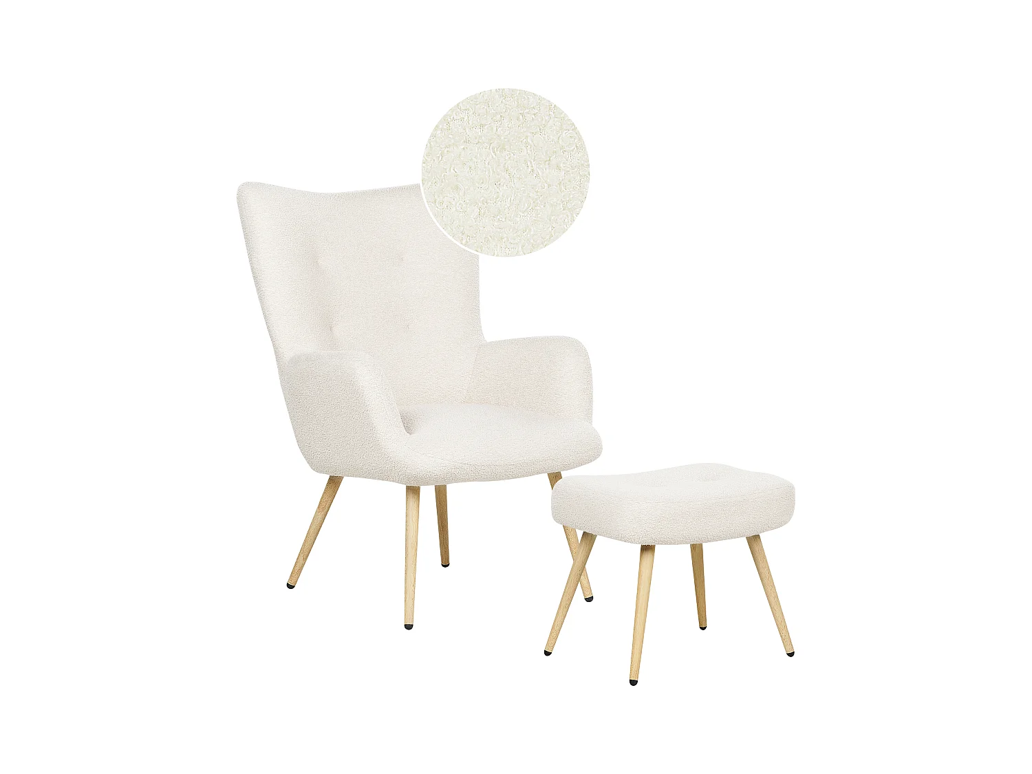 Fauteuil à oreilles VEJLE Bouclé Blanc cassé