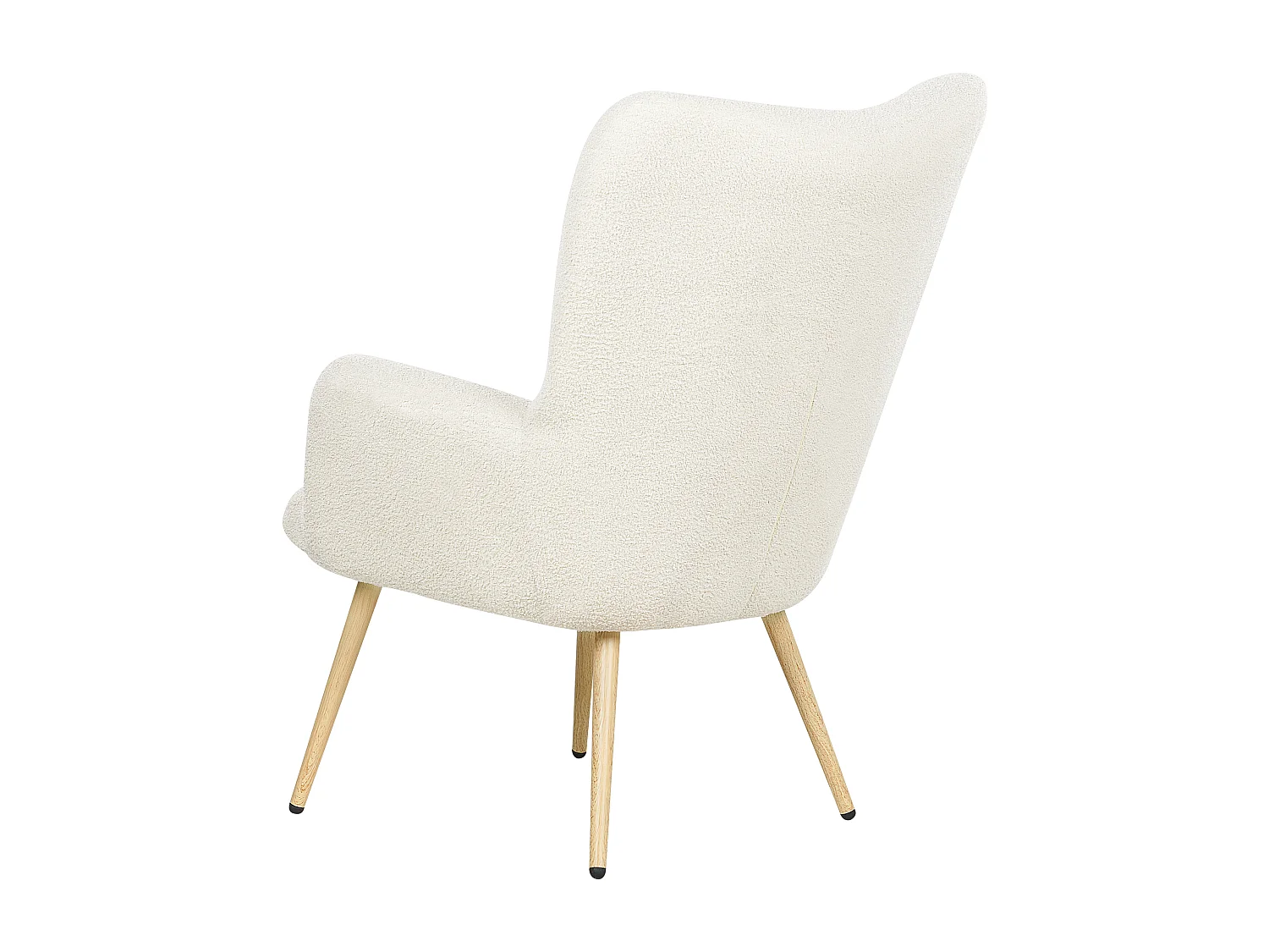 Ohrensessel mit Hocker Stoffbezug Bouclé weiß gesteppt Metallbeine Retro Vejle II