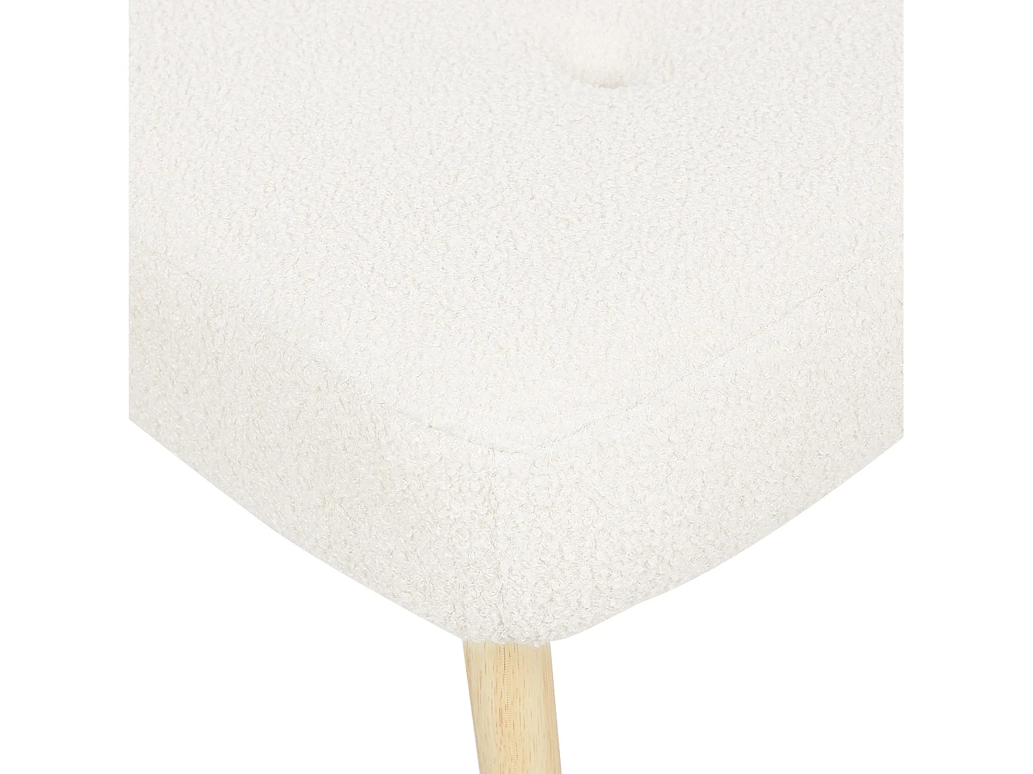 Ohrensessel mit Hocker Stoffbezug Bouclé weiß gesteppt Metallbeine Retro Vejle II