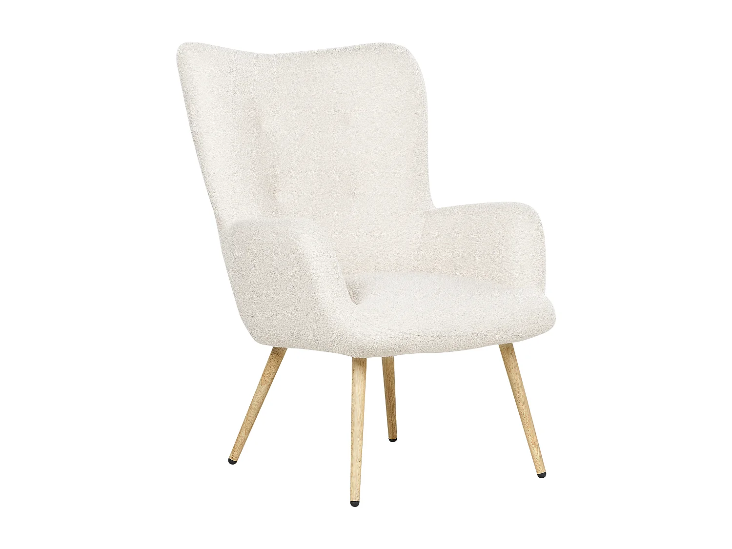 Poltrona Wingback VEJLE con poggiapiedi Bouclé Bianco sporco