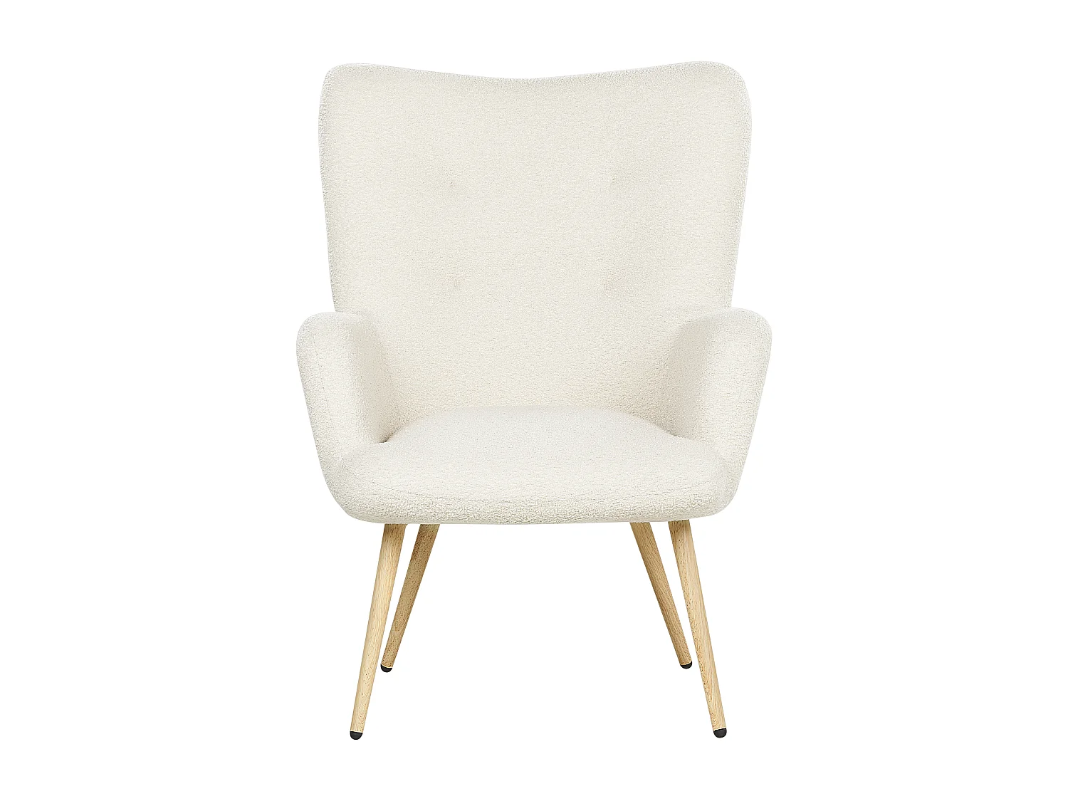 Poltrona Wingback VEJLE con poggiapiedi Bouclé Bianco sporco