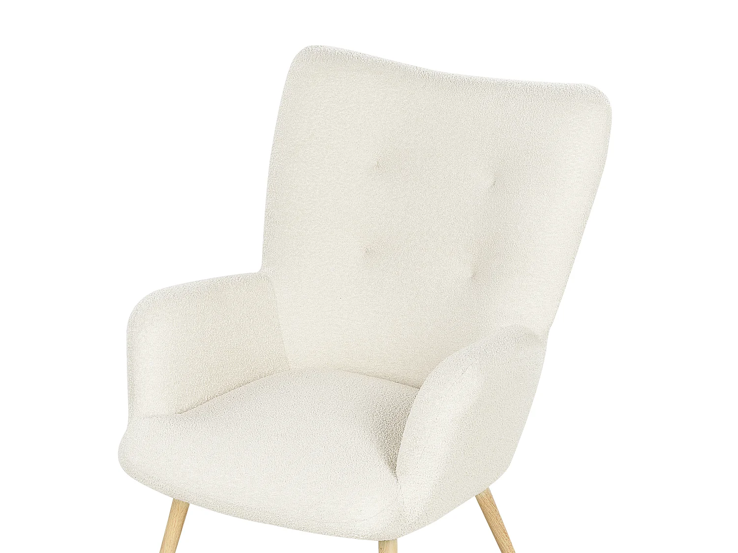 Wingback Chair VEJLE with Footstool Boucle Off-White