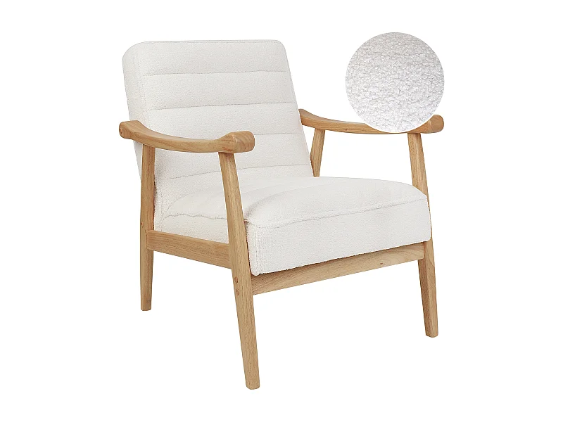 Poltrona LEKNES Bouclé Bianco sporco