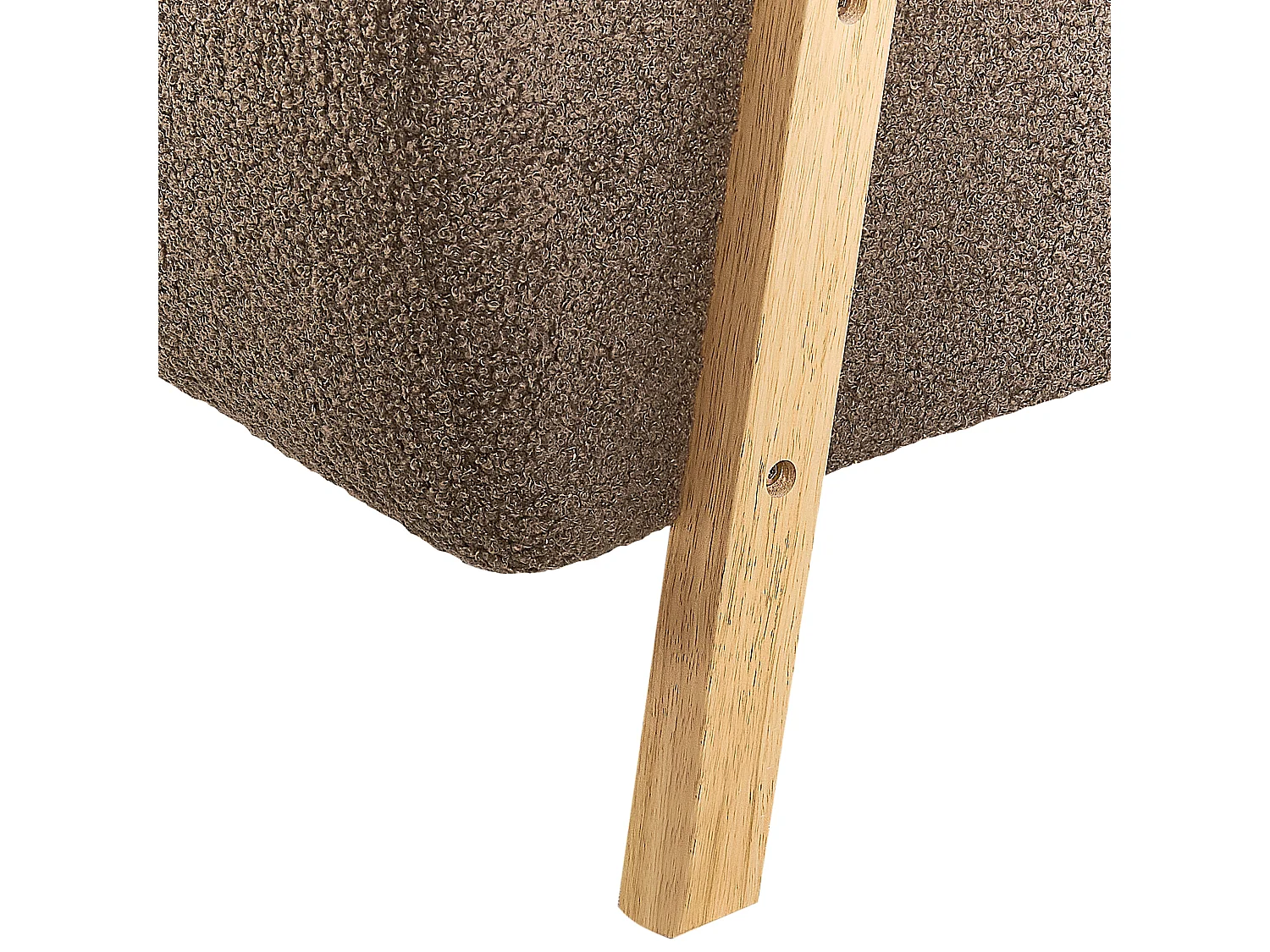 Sessel Bouclé braun / heller Holzfarbton mit Armlehnen Retro Stil Lesja