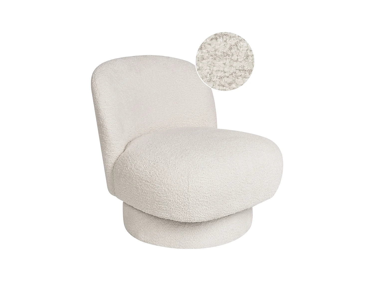 Fauteuil pivotant AYLO Bouclé Blanc cassé