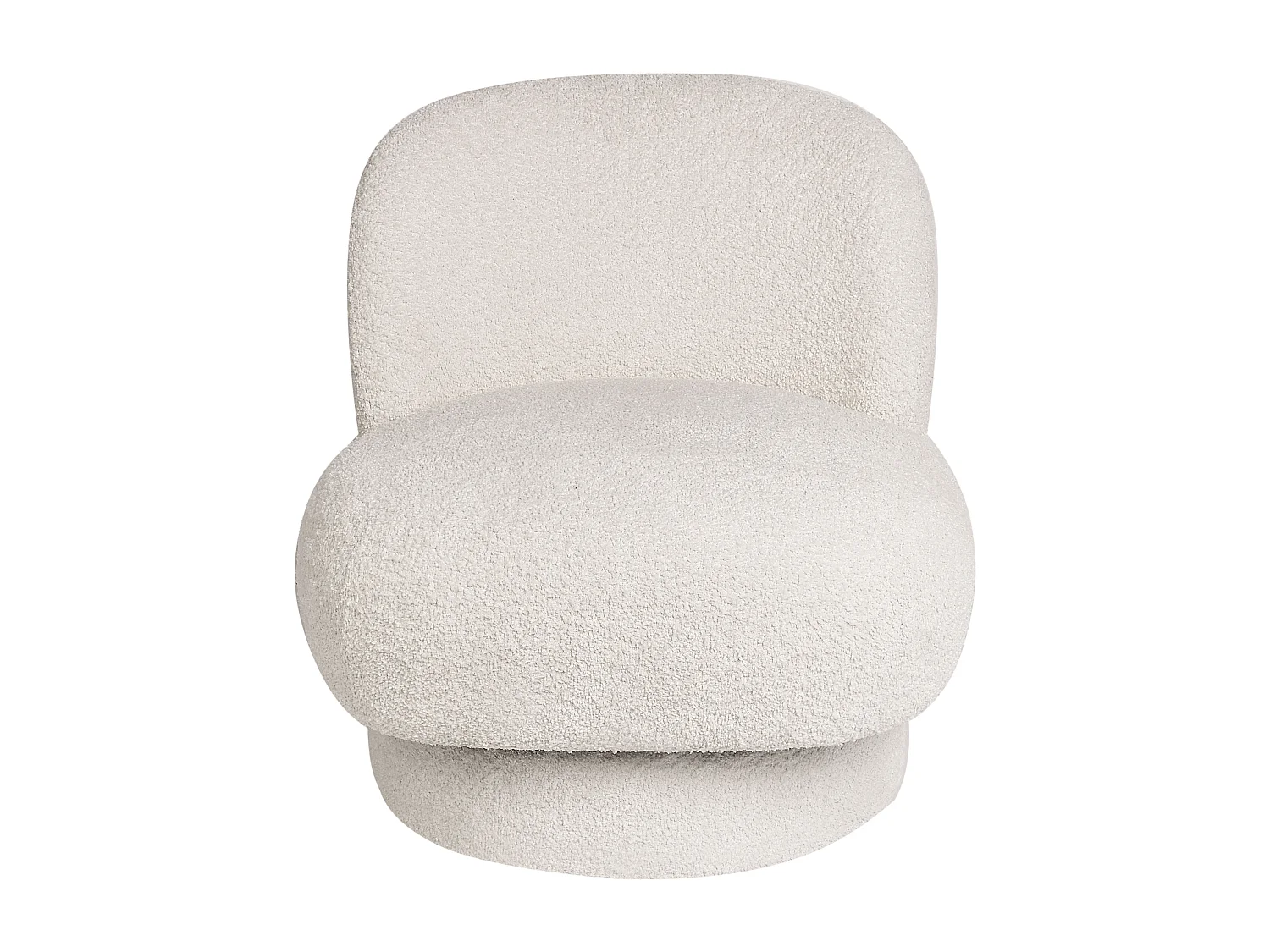 Sessel Bouclé creme weiß ohne Armlehnen mit Drehfunktion Retro Elegant Aylo