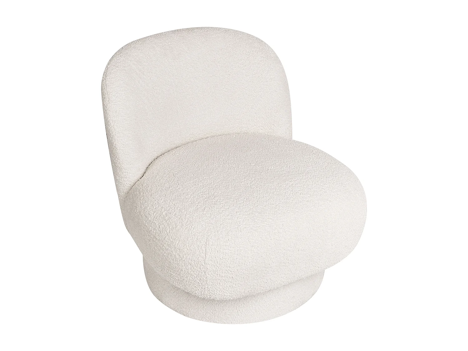 Sessel Bouclé creme weiß ohne Armlehnen mit Drehfunktion Retro Elegant Aylo