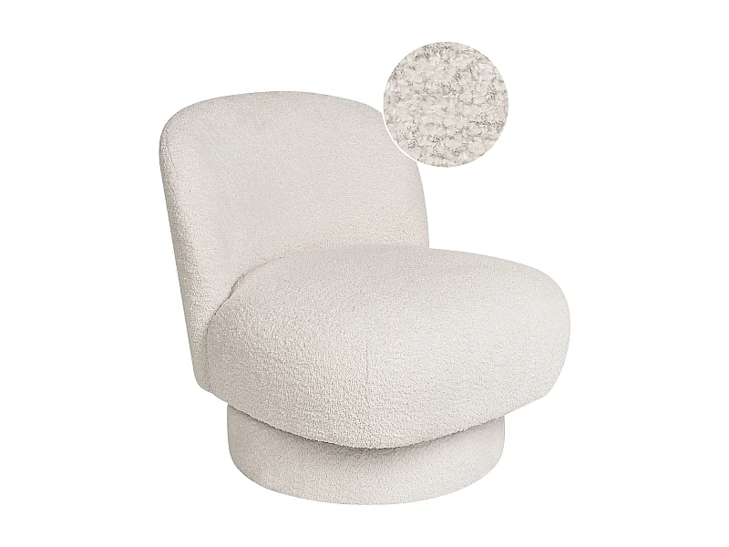 Fauteuil pivotant AYLO Bouclé Blanc cassé