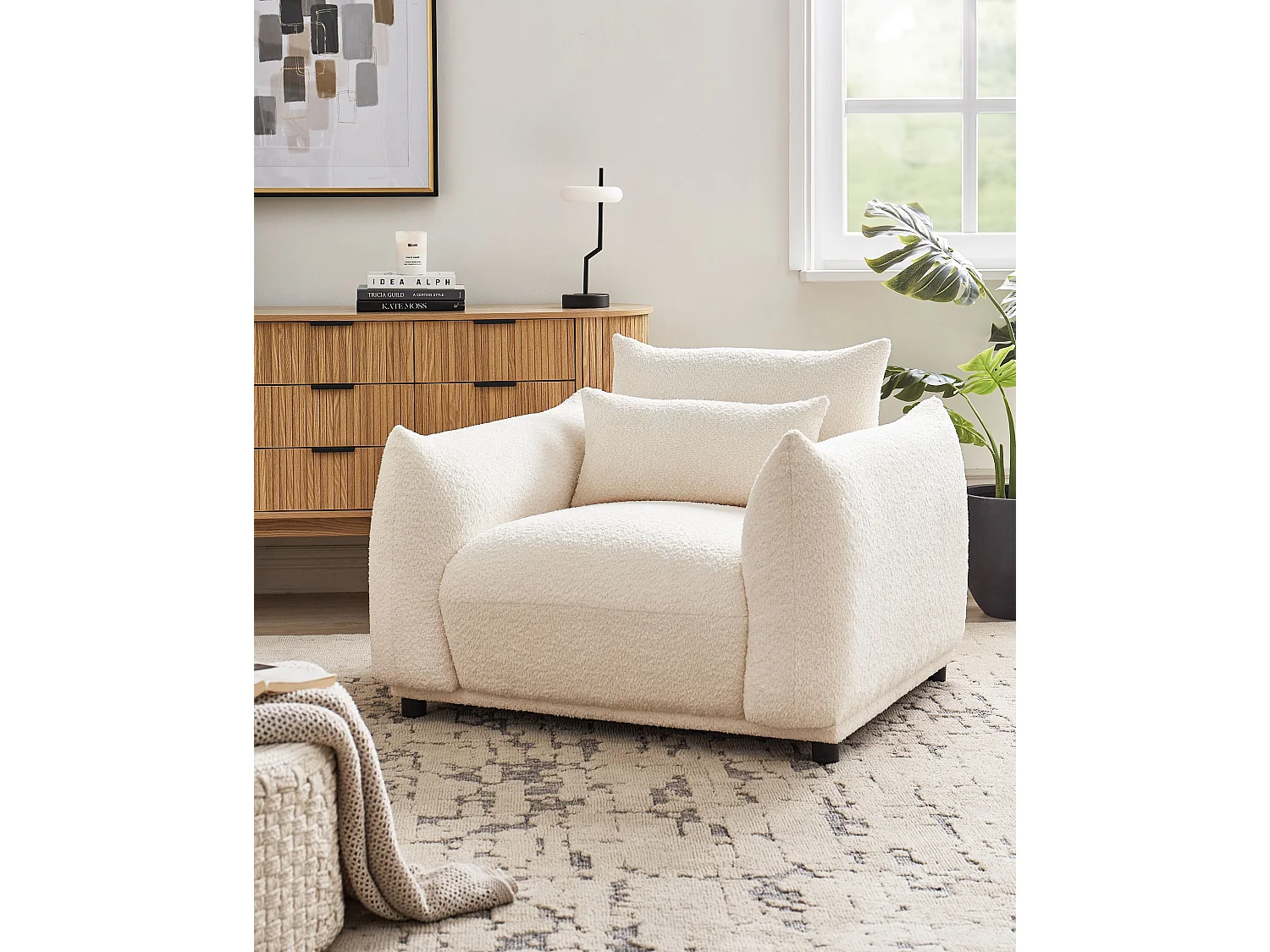 Fauteuil JAMSA Bouclé Gebroken wit