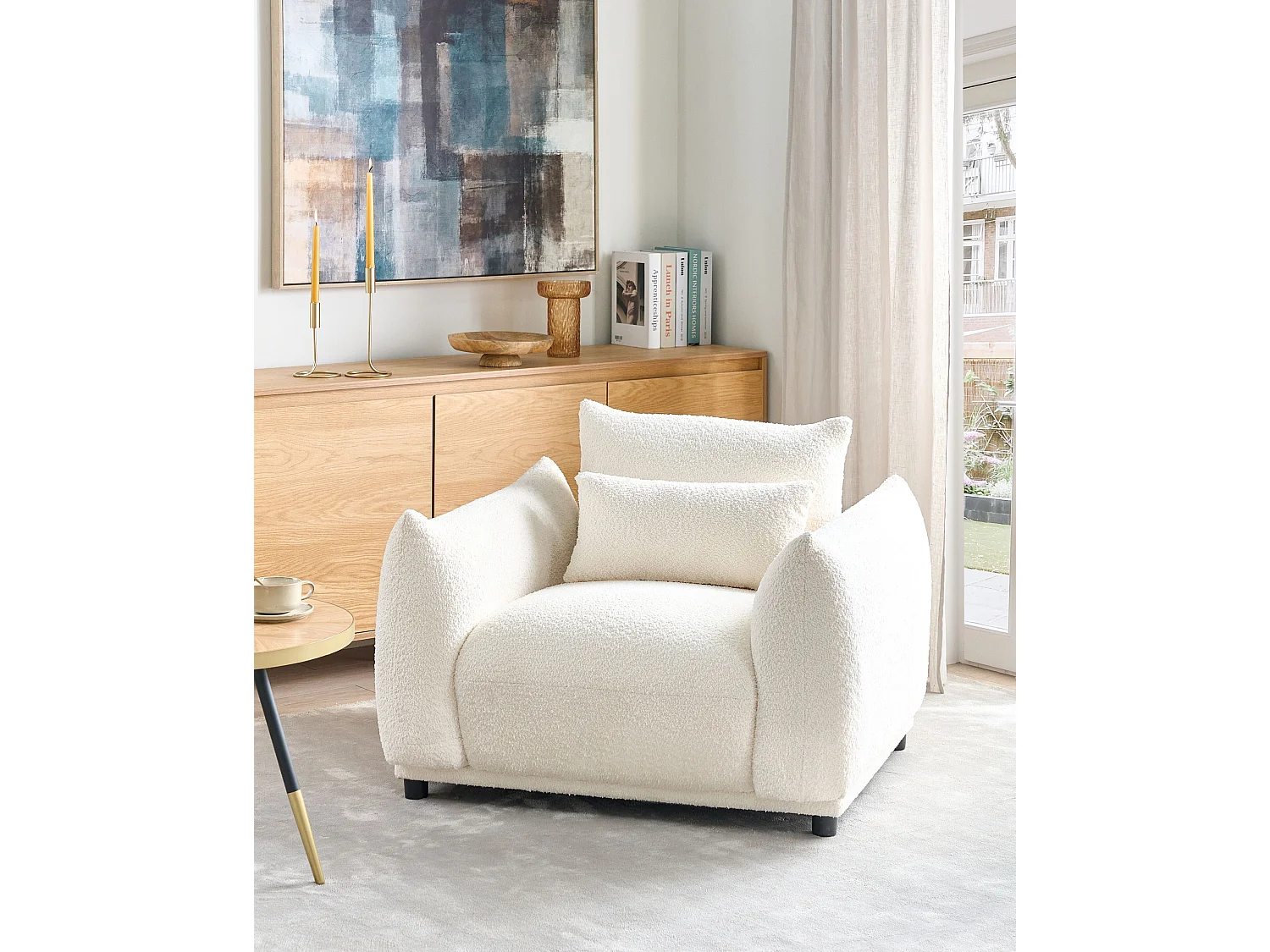 Fauteuil JAMSA Bouclé Blanc cassé