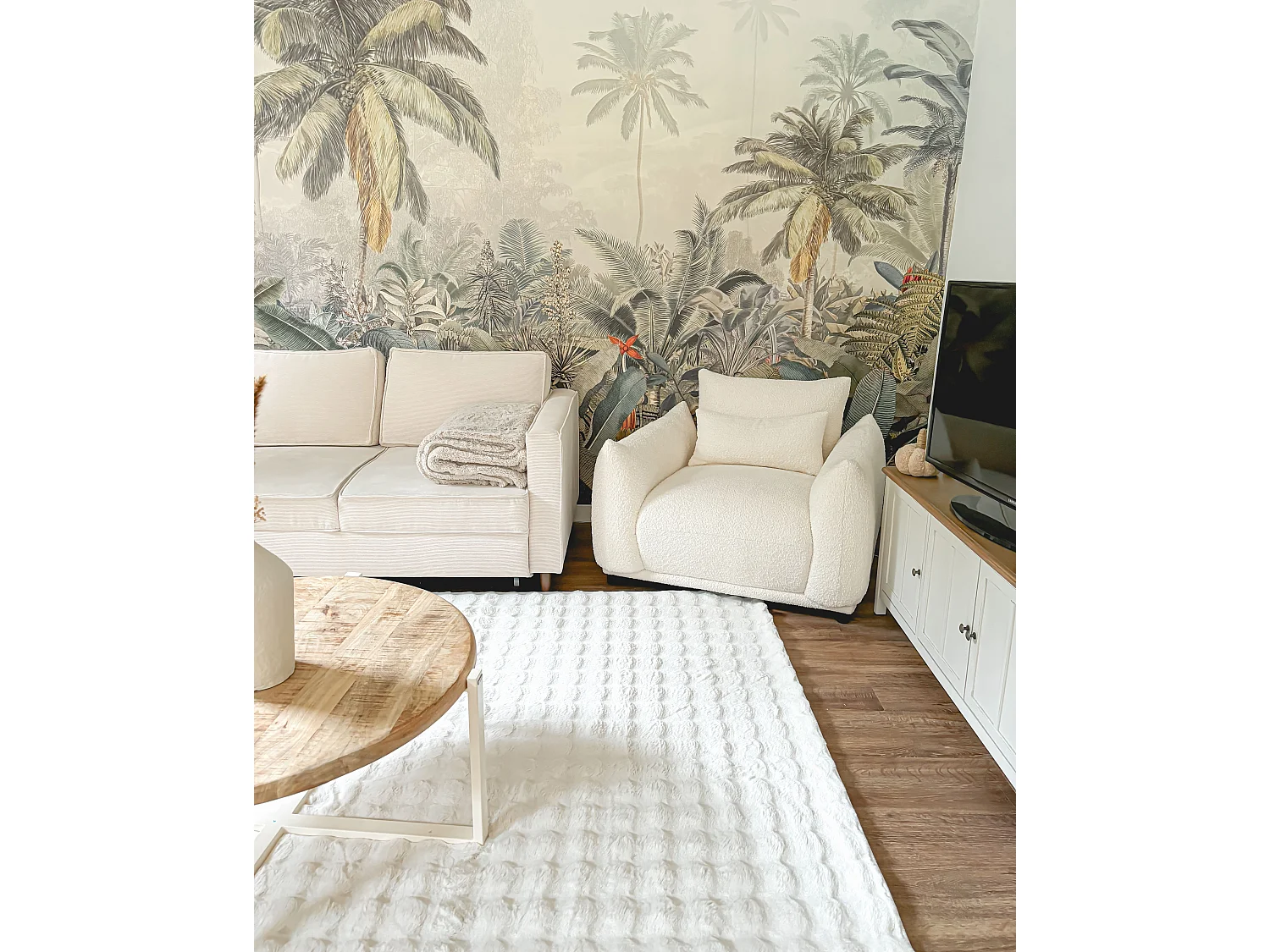 Fauteuil JAMSA Bouclé Blanc cassé