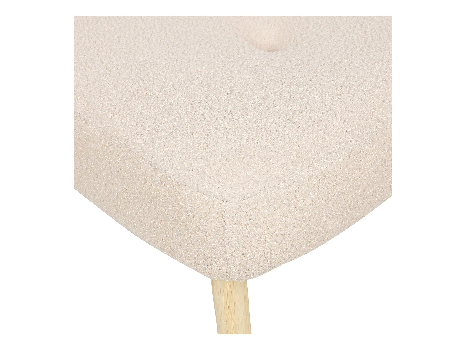 Ohrensessel mit Hocker Stoffbezug Bouclé beige gesteppt Holzbeine Retro Vejle II