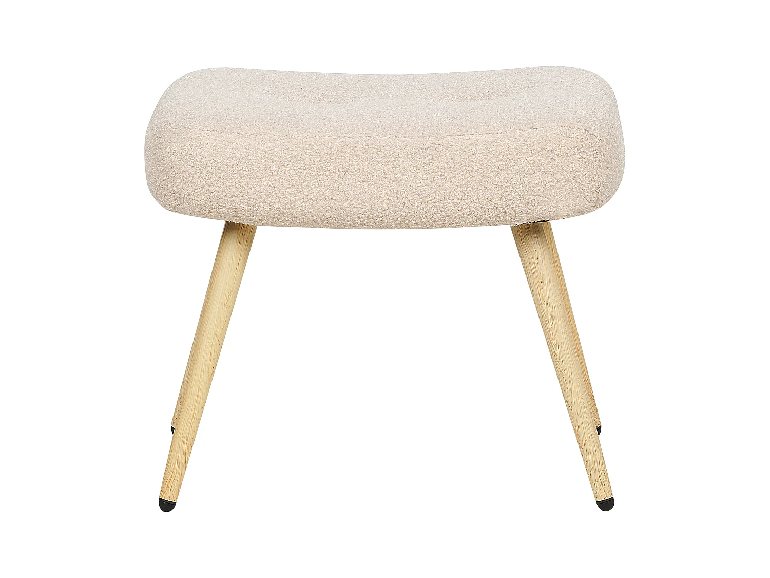 Ohrensessel mit Hocker Stoffbezug Bouclé beige gesteppt Holzbeine Retro Vejle II