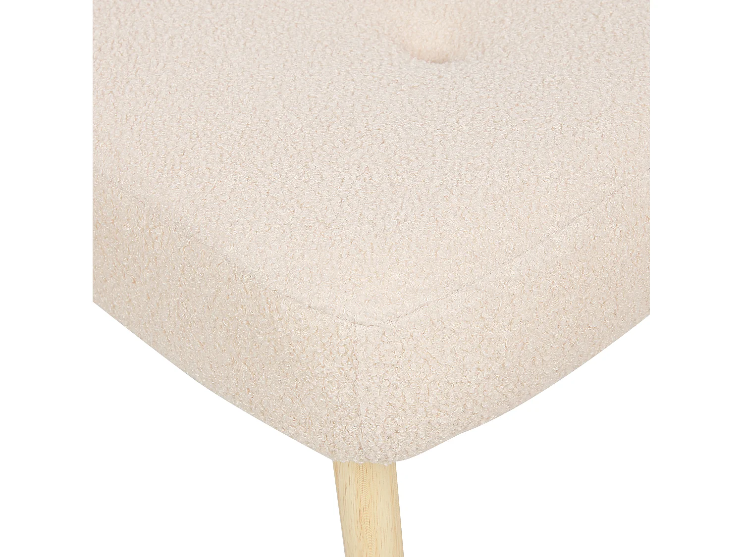 Ohrensessel mit Hocker Stoffbezug Bouclé beige gesteppt Holzbeine Retro Vejle II