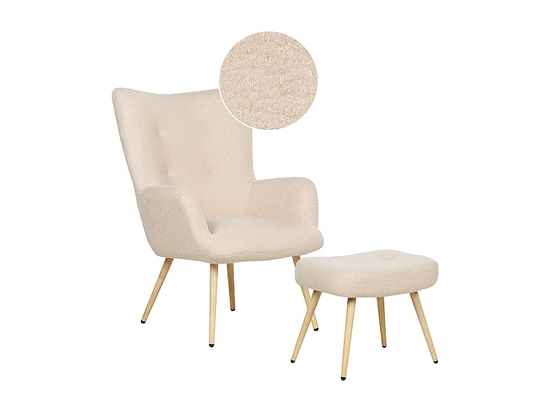 Fauteuil à oreilles VEJLE Bouclé Beige