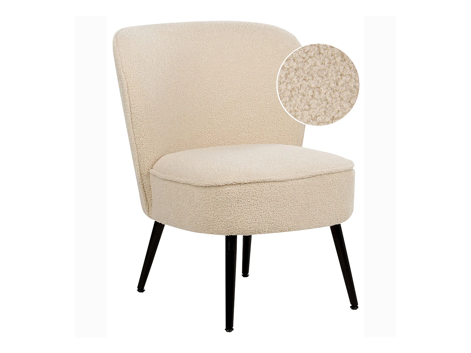 Bequemer Sessel aus Bouclé Stoff beige / schwarz elegant modern Voss