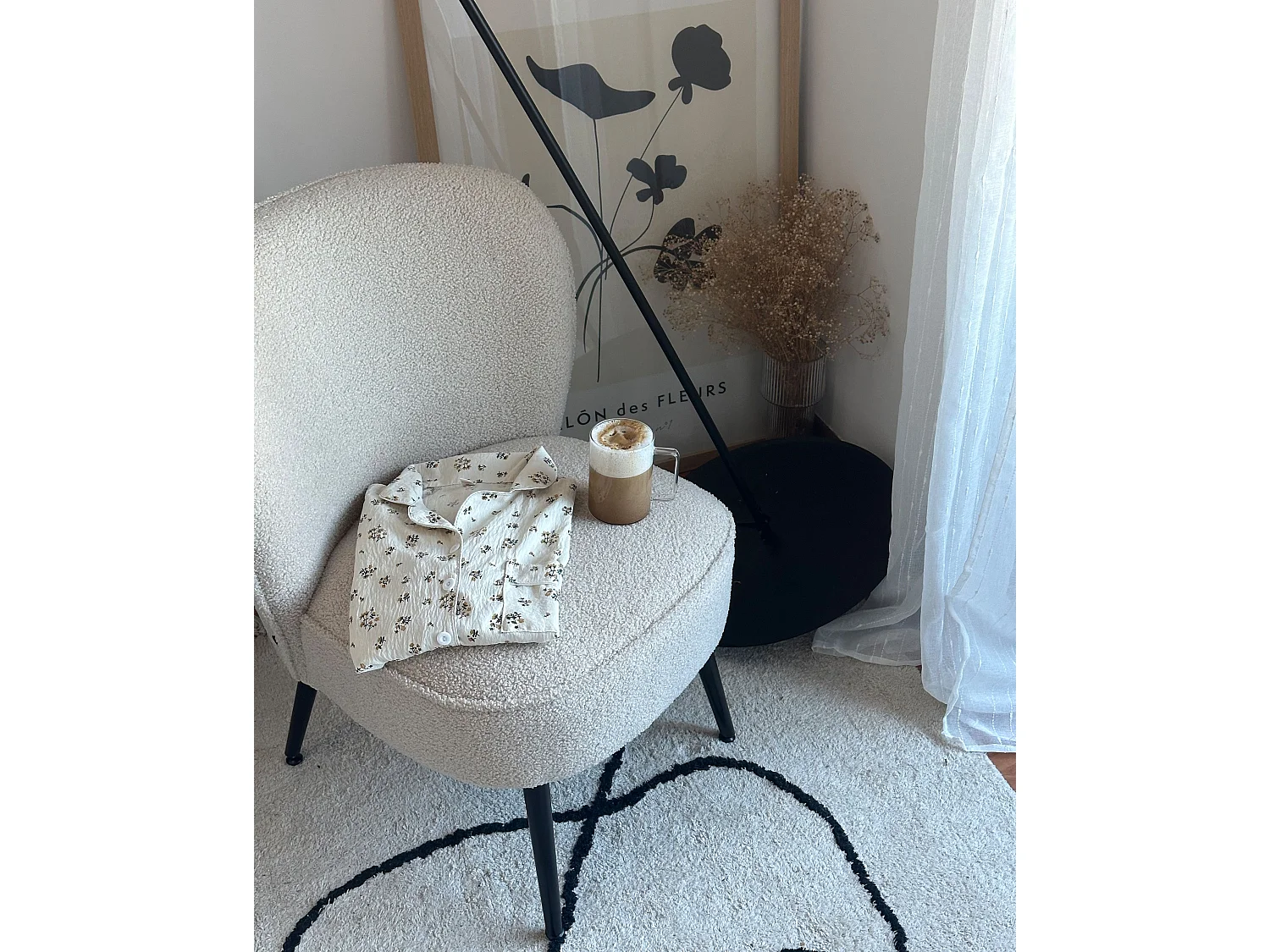Fauteuil VOSS Bouclé Lichtbeige