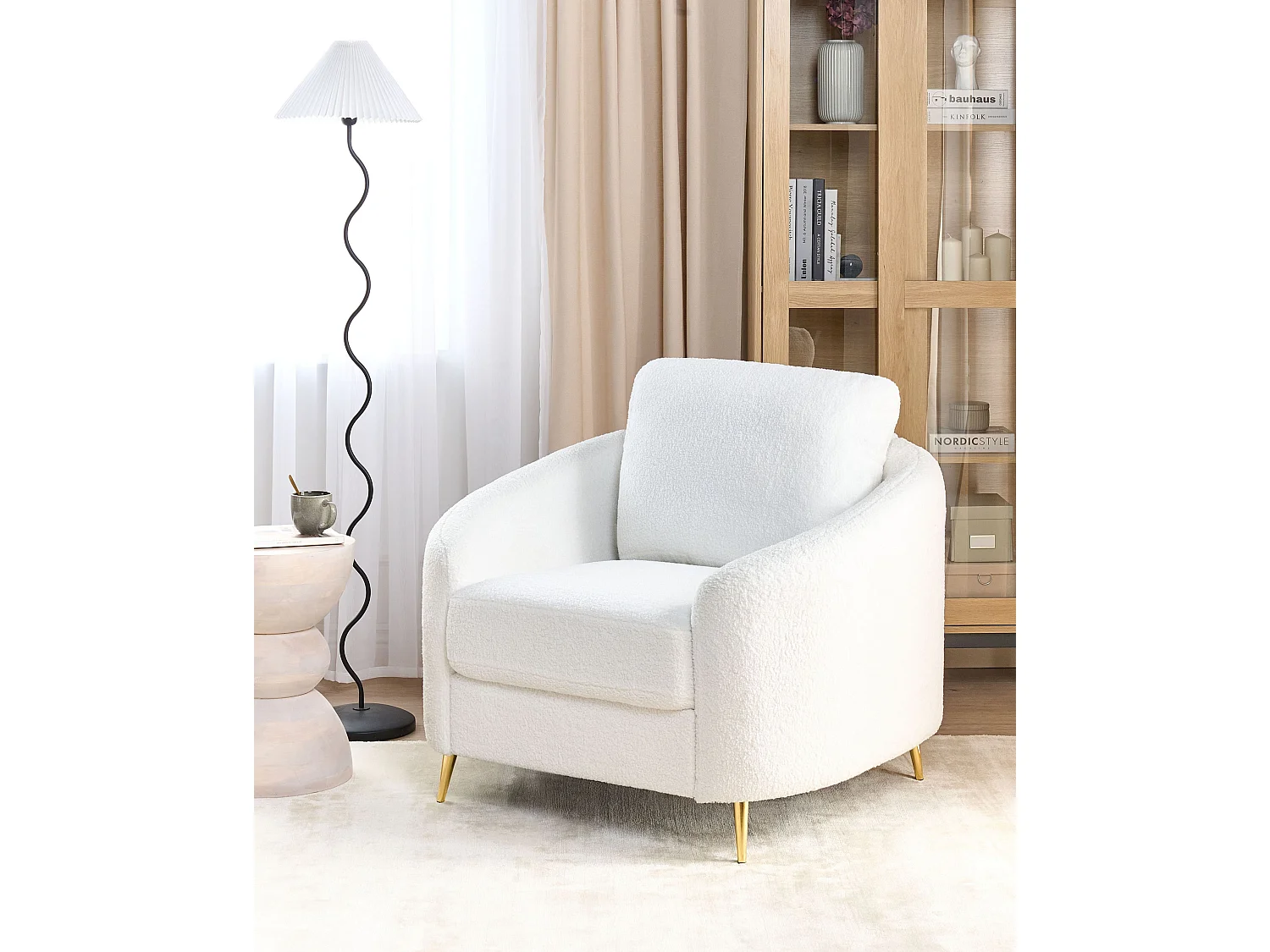 Fauteuil TROSA Bouclé Blanc