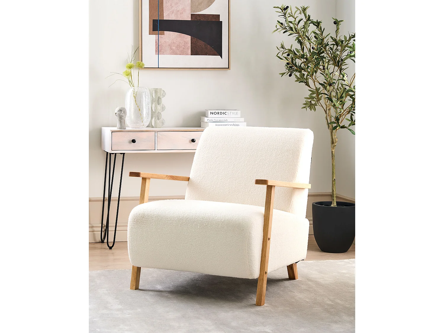 Fauteuil LESJA Bouclé Beige clair