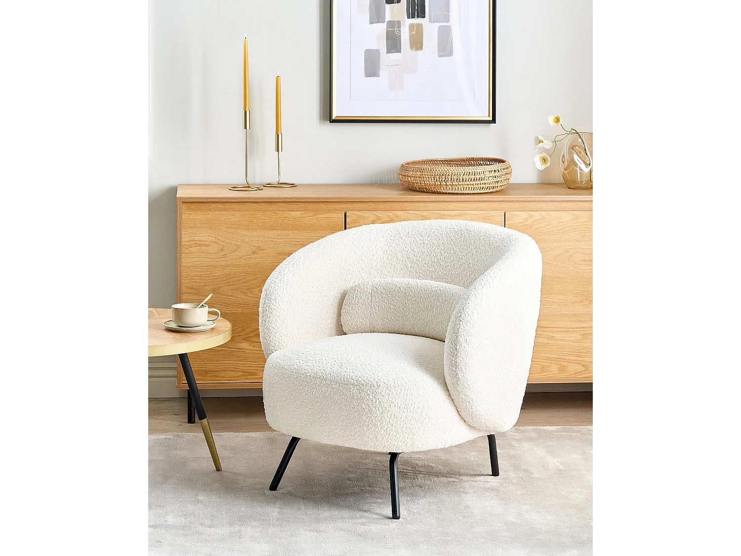 Fauteuil MAKELA Bouclé Blanc cassé