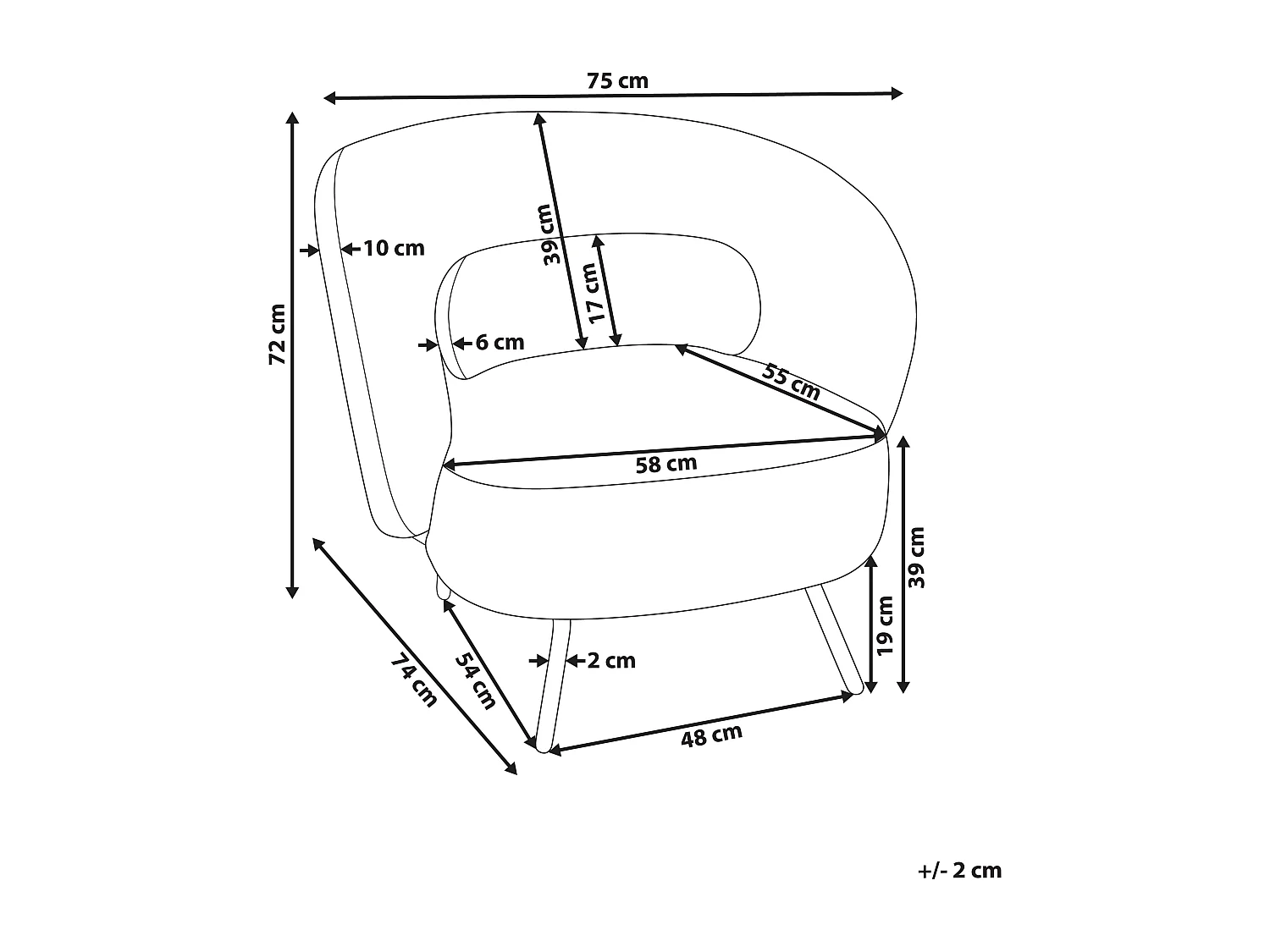 Fauteuil MAKELA Bouclé Blanc cassé