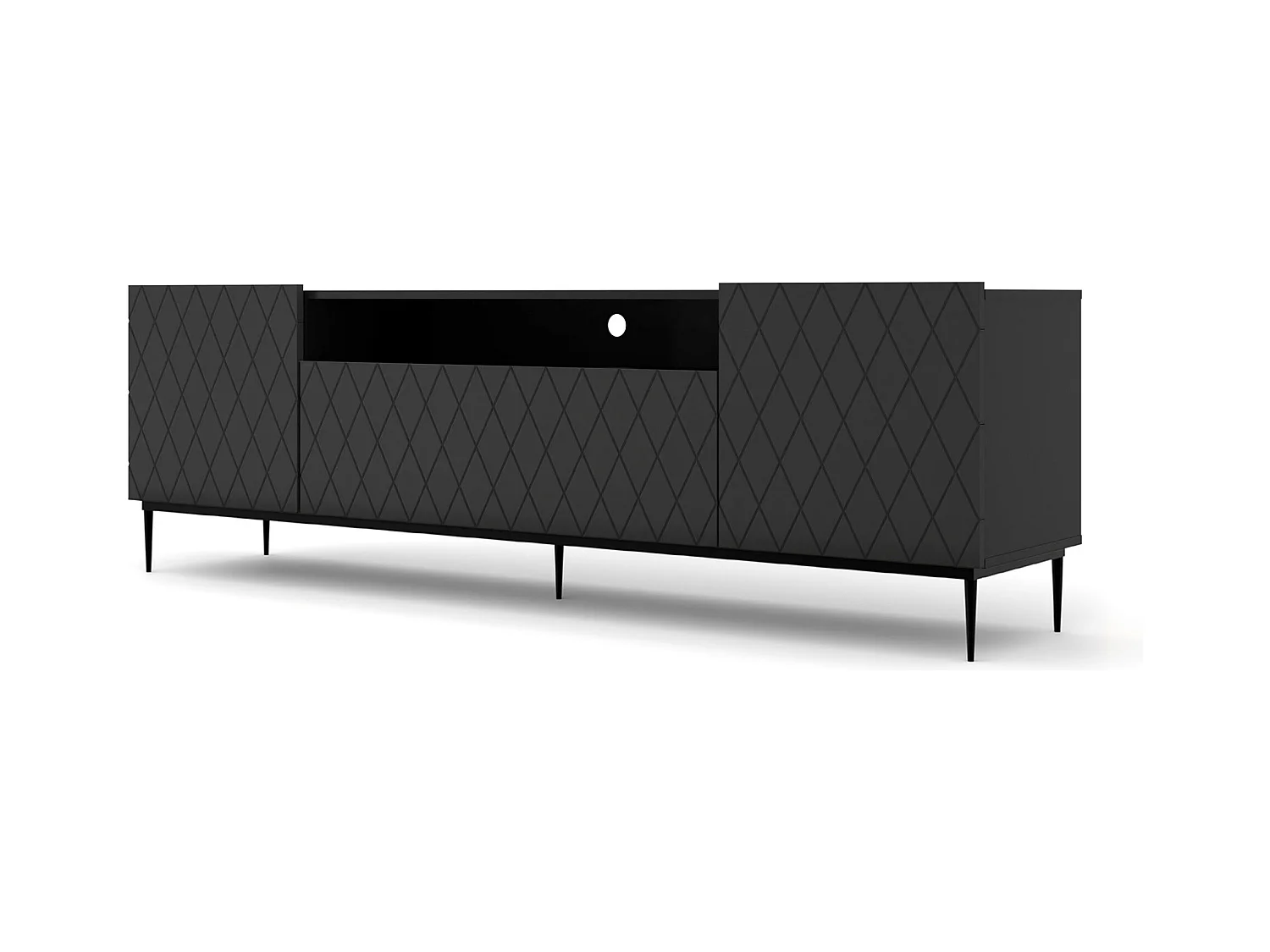 Meuble TV DIUNA 193 cm noir mat avec cadre noir