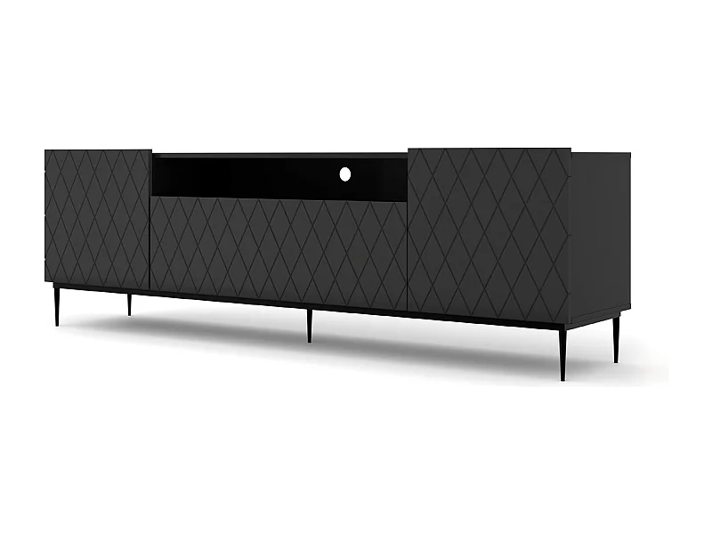 TV-meubel DIUNA 193 cm matzwart met zwarte lijst