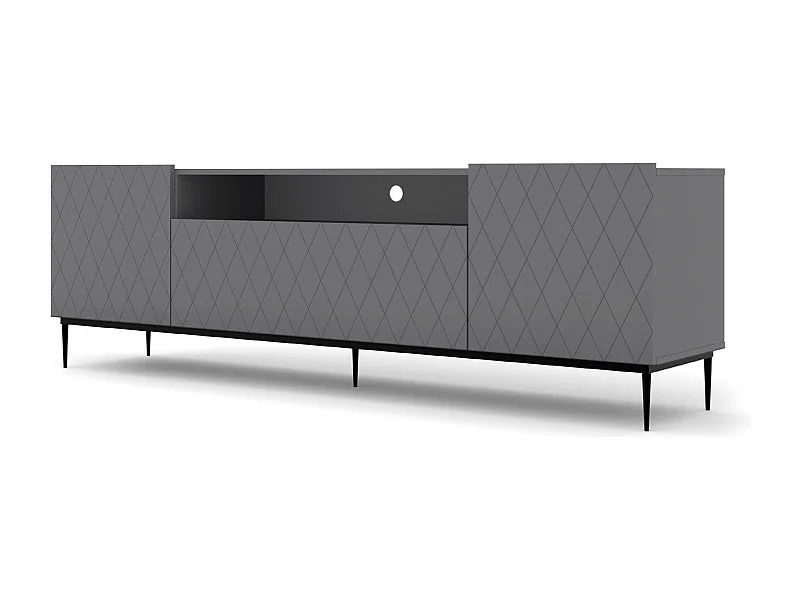 Meuble TV DIUNA 193 cm  graphite gris mat avec cadre noir