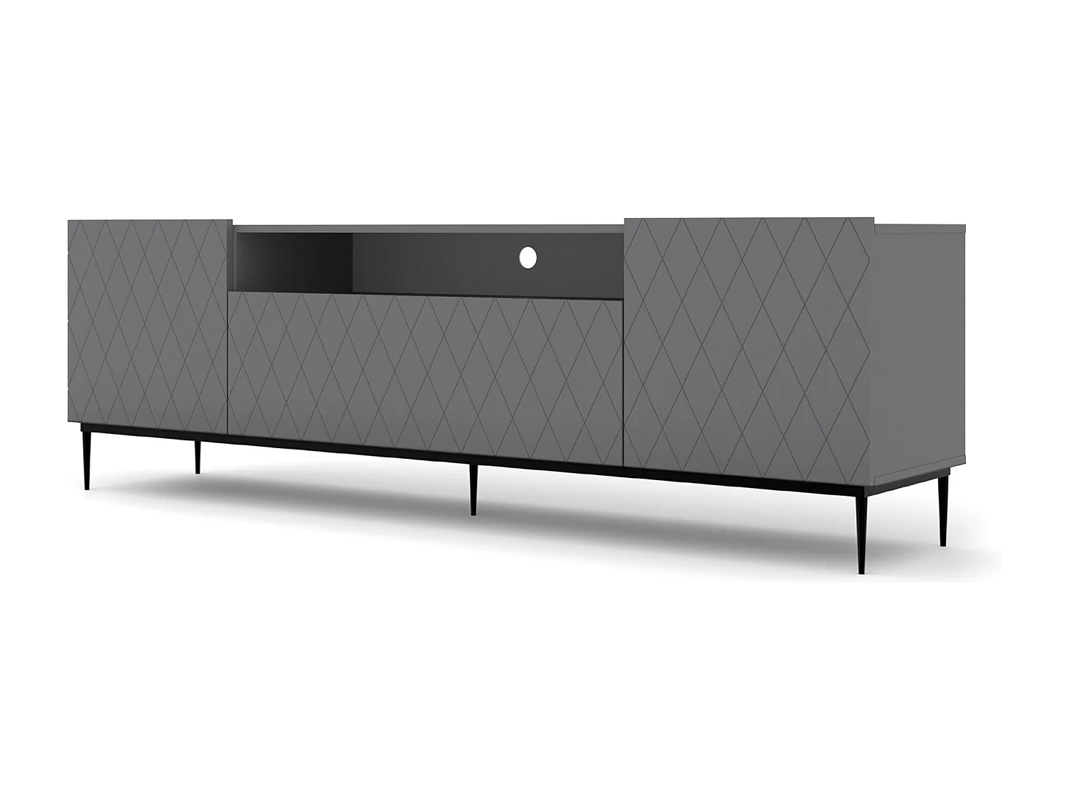 Mueble de TV DIUNA 193 cm gris grafito mate con marco negro