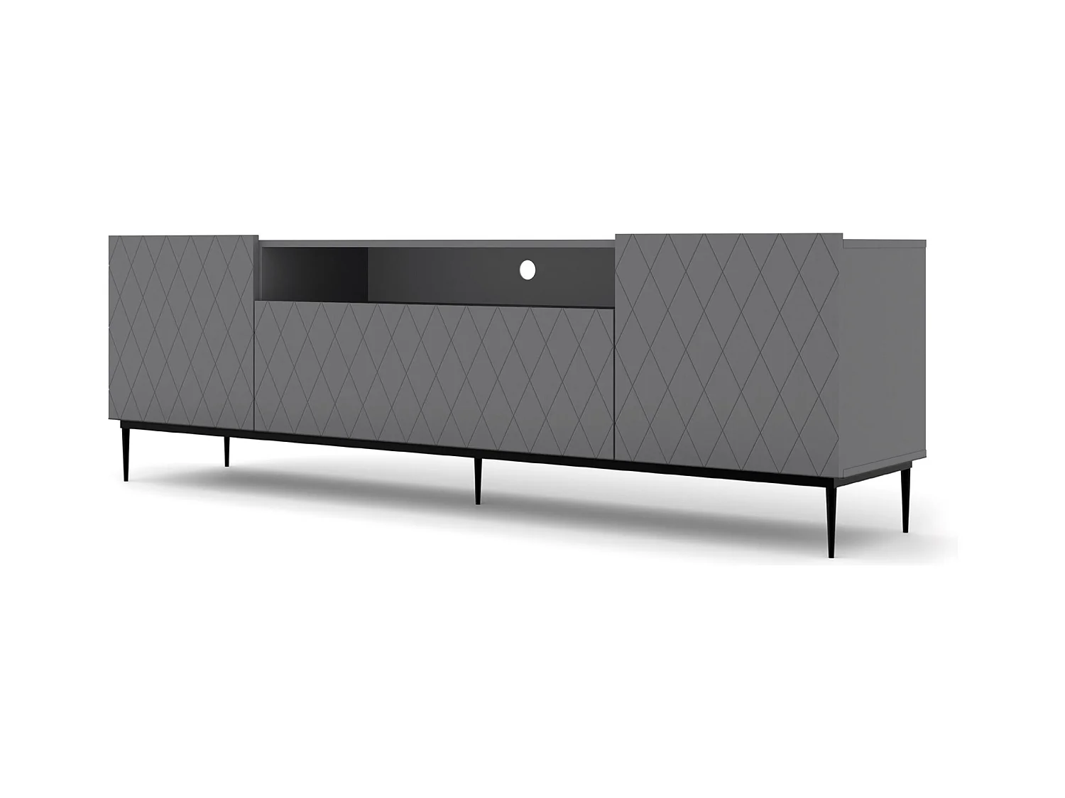 Meuble TV DIUNA 193 cm  graphite gris mat avec cadre noir