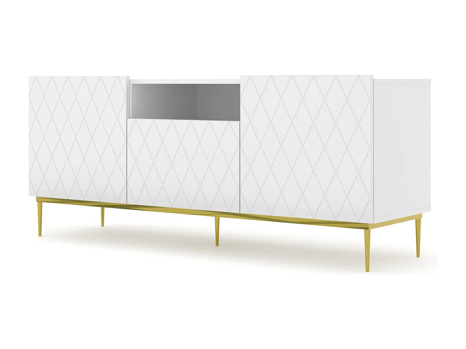 TV-Möbel DIUNA 145 cm mattweiß mit Rahmen