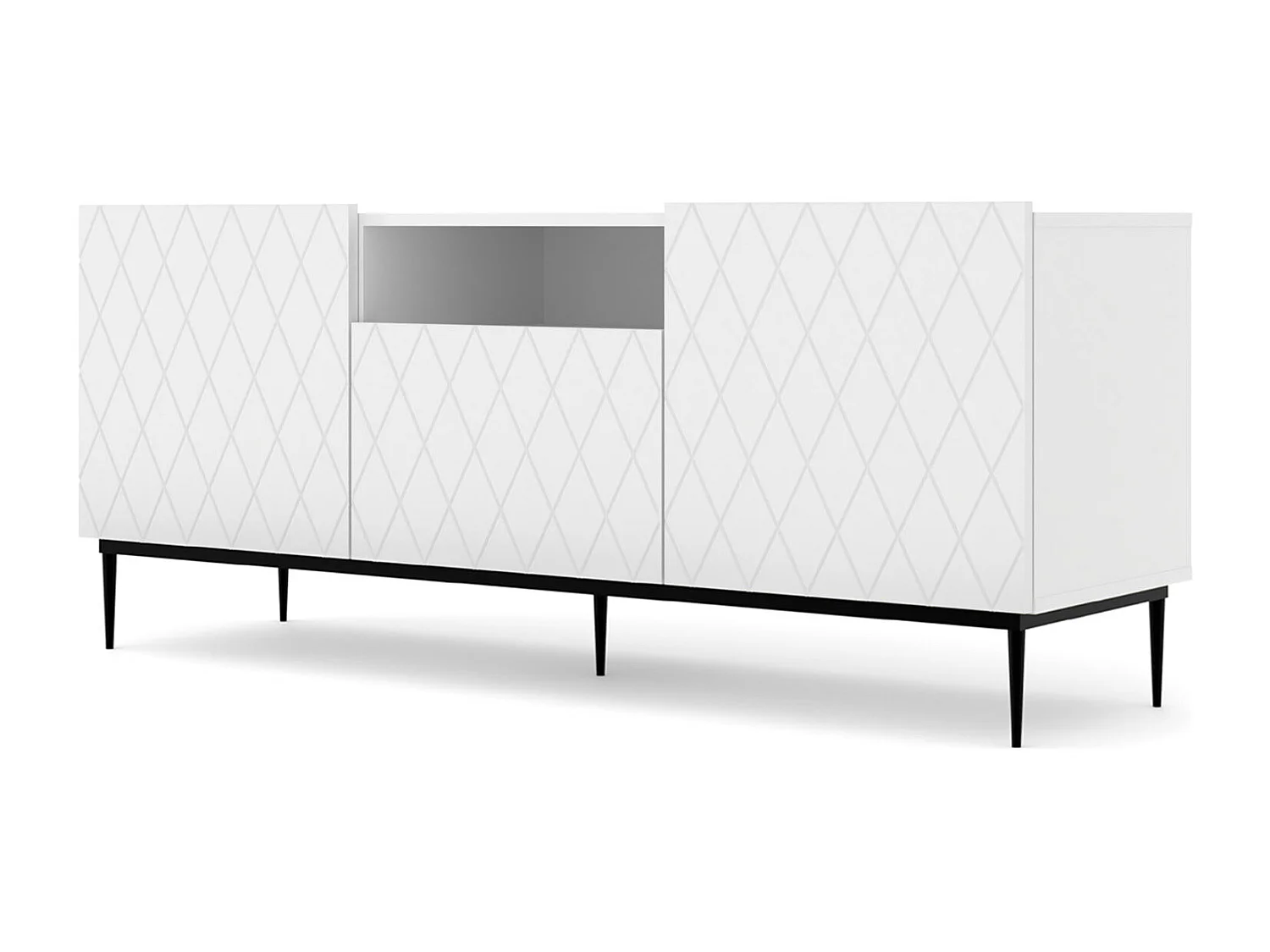 TV-Möbel DIUNA 145 cm mattweiß mit Rahmen