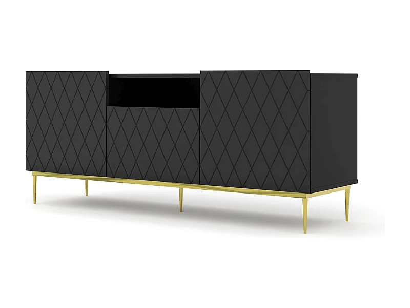Mueble de TV DIUNA 145 cm negro mate con marco