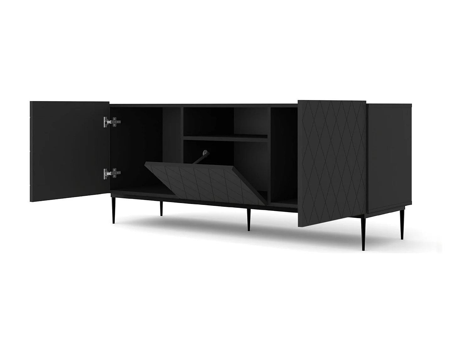 Mobile TV DIUNA 145 cm nero opaco con cornice