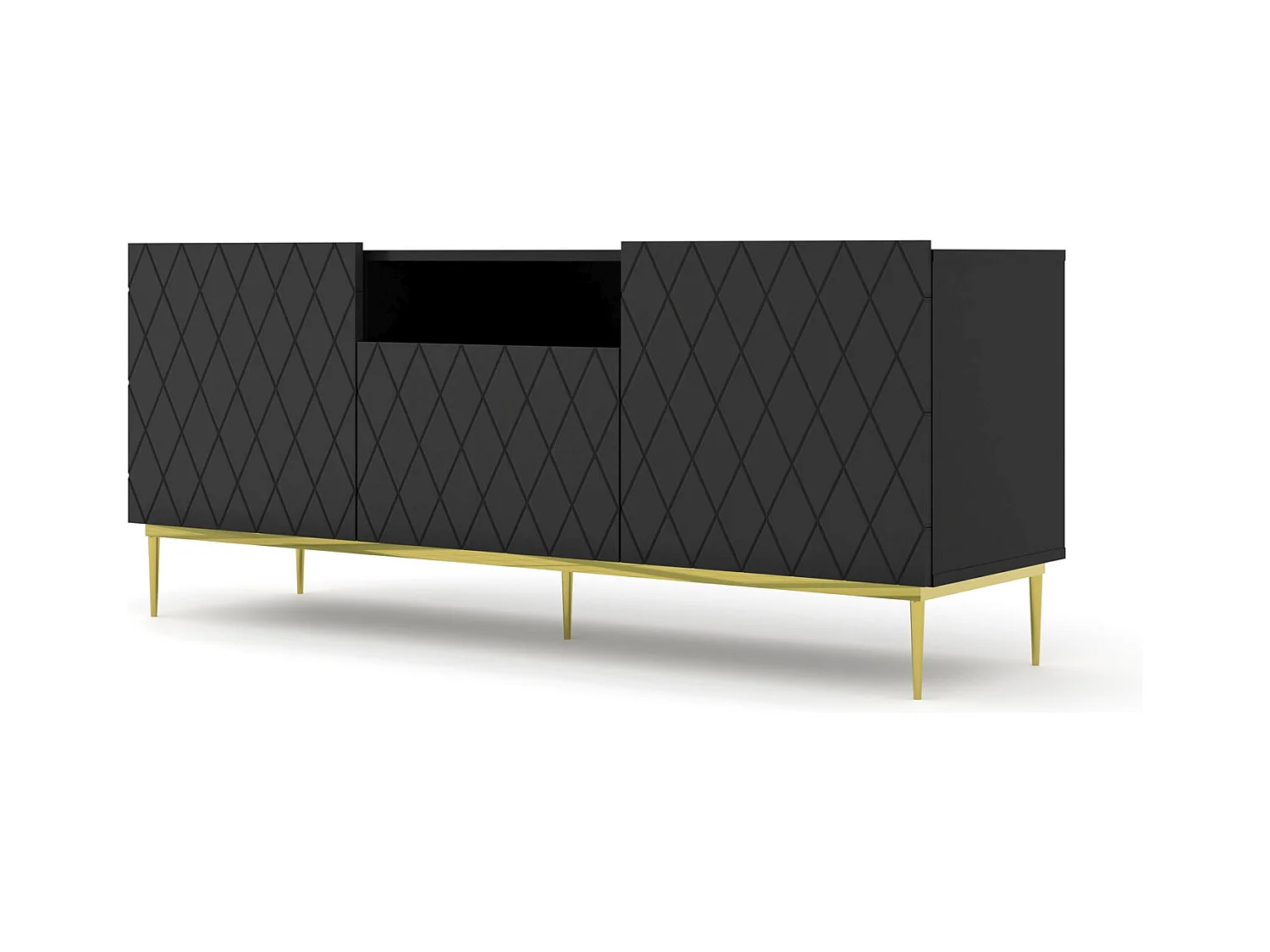 Meuble TV DIUNA 145 cm noir mat avec cadre