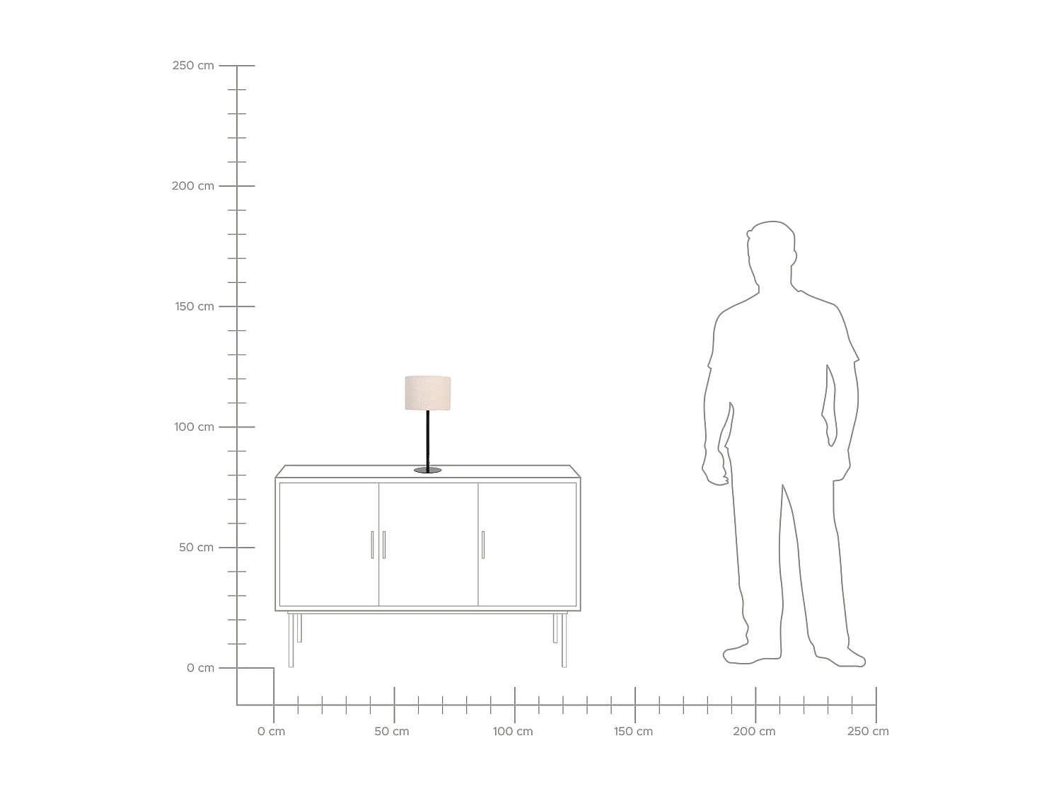 Moderne Nachttischlampe mit Boucle-Stoff-Schirm Trommel Form Metall Sockel Beige Vinazco