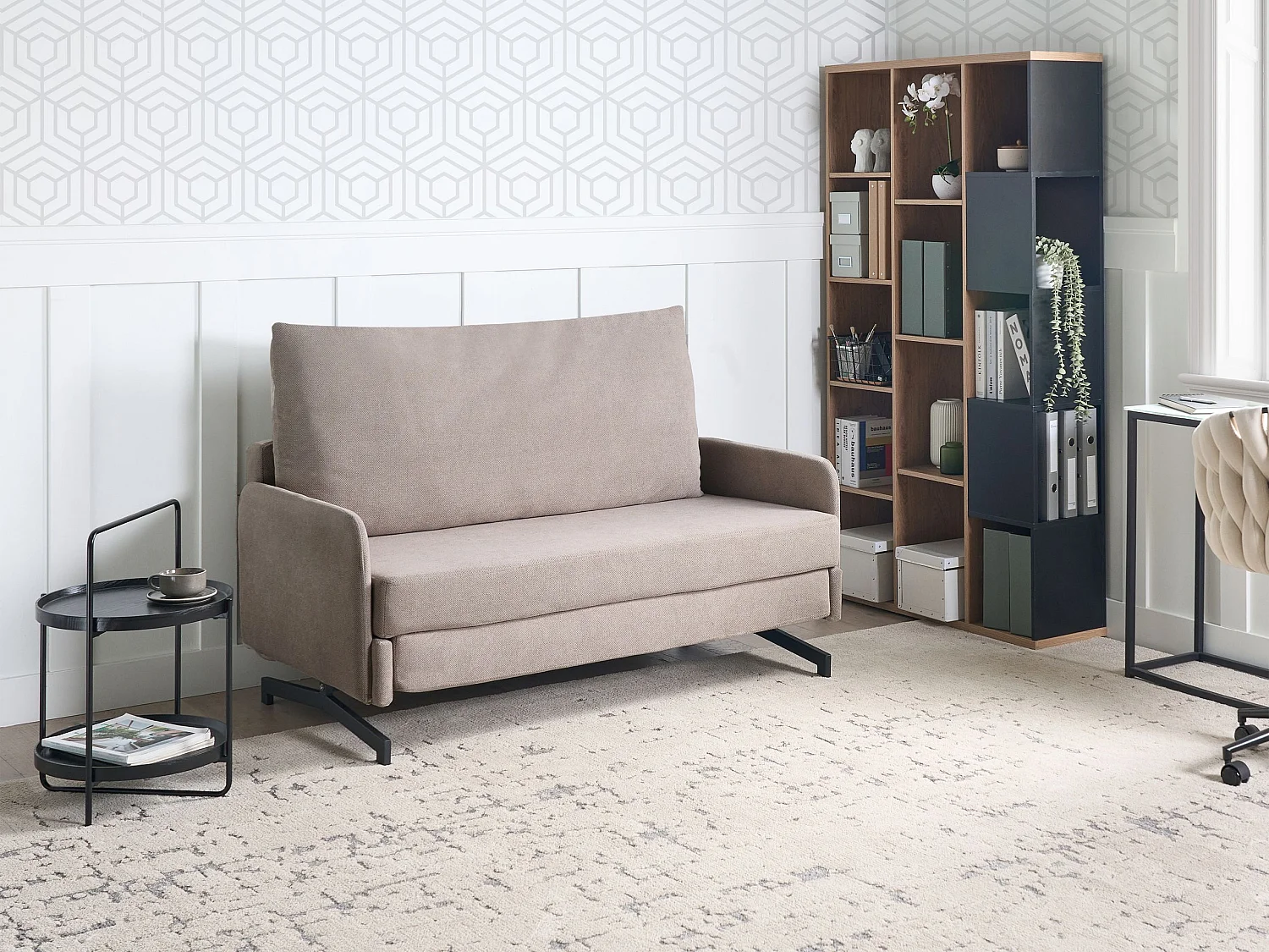 Canapé-lit 2 places BELFAST Tissu Taupe