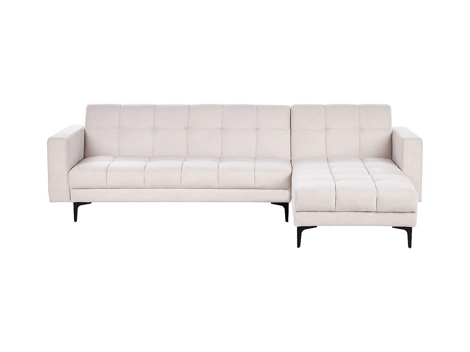 Ecksofa Stoff creme weiß gesteppt 4-Sitzer linksseitig mit Schlaffunktion Alnes