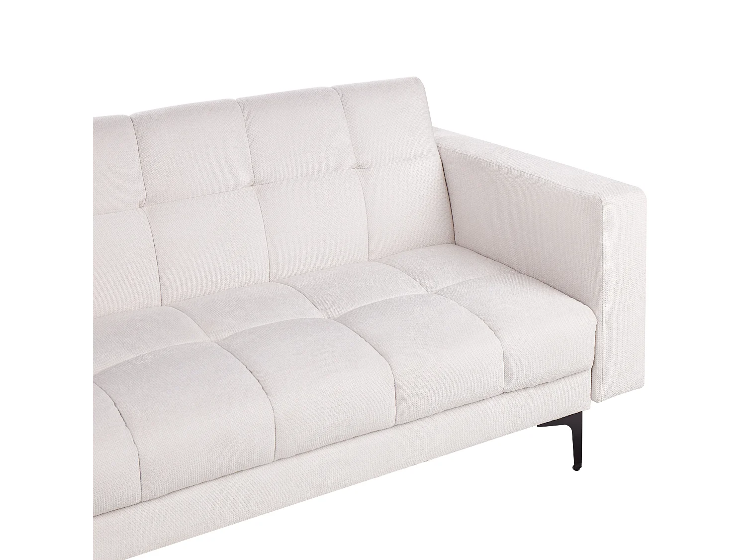 Ecksofa Stoff creme weiß gesteppt 4-Sitzer linksseitig mit Schlaffunktion Alnes