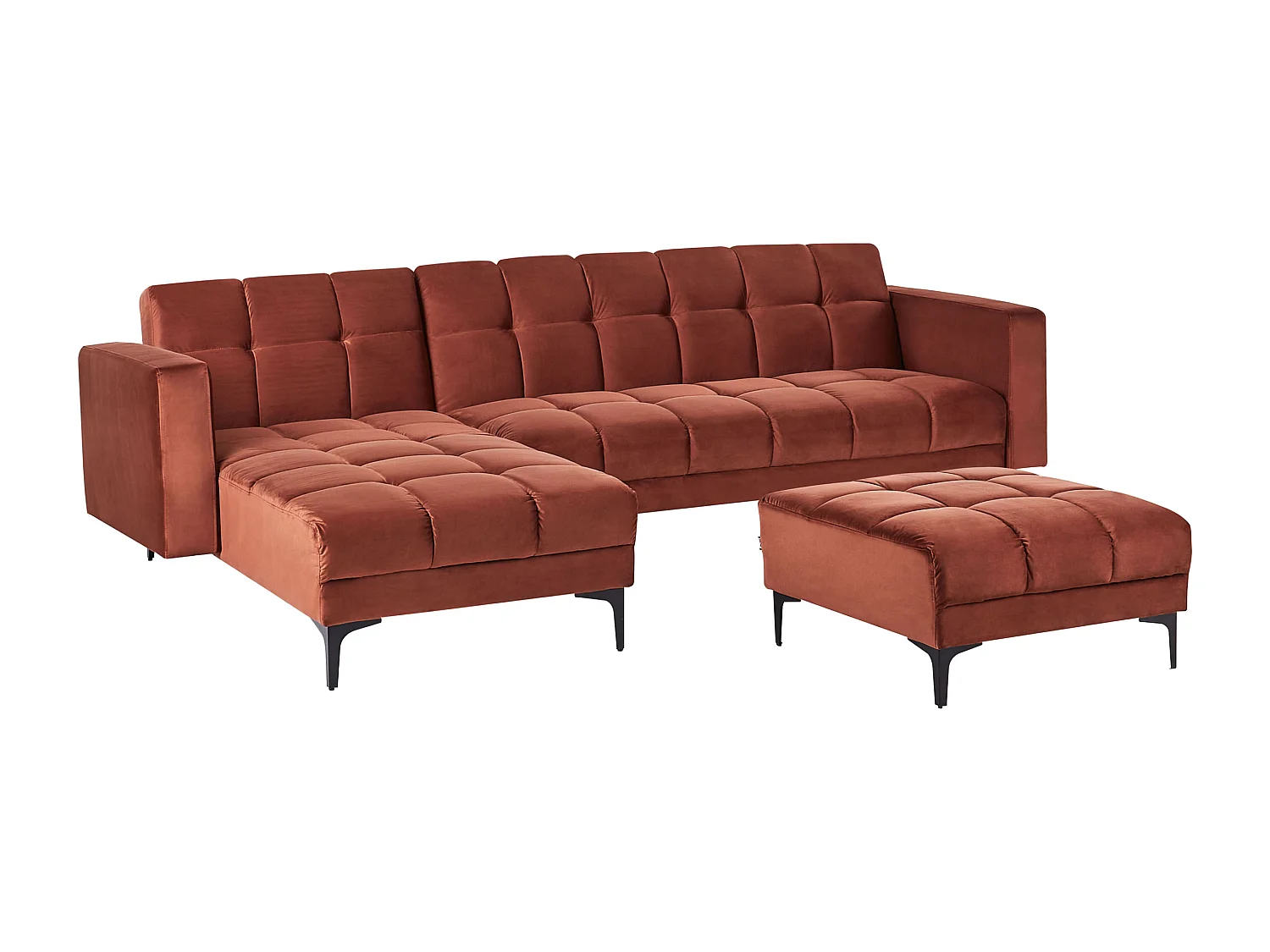 Divano letto angolare modulare ALNES Velluto Rosso chiaro 4 posti Lato destro