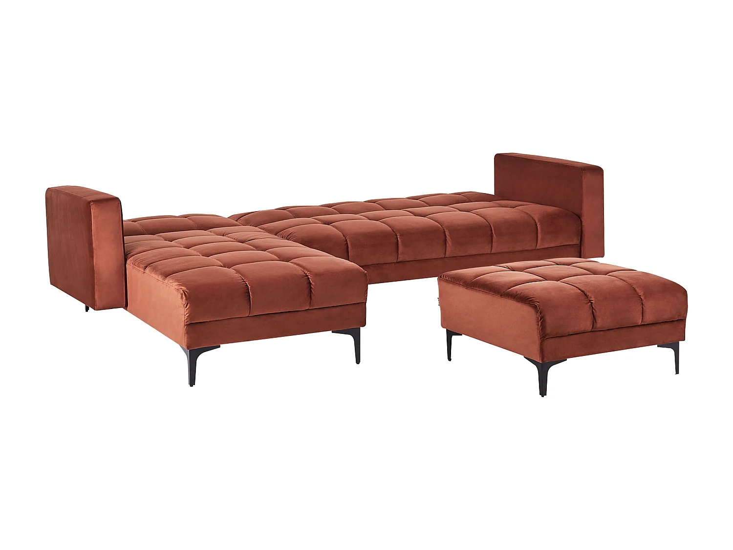 Divano letto angolare modulare ALNES Velluto Rosso chiaro 4 posti Lato destro