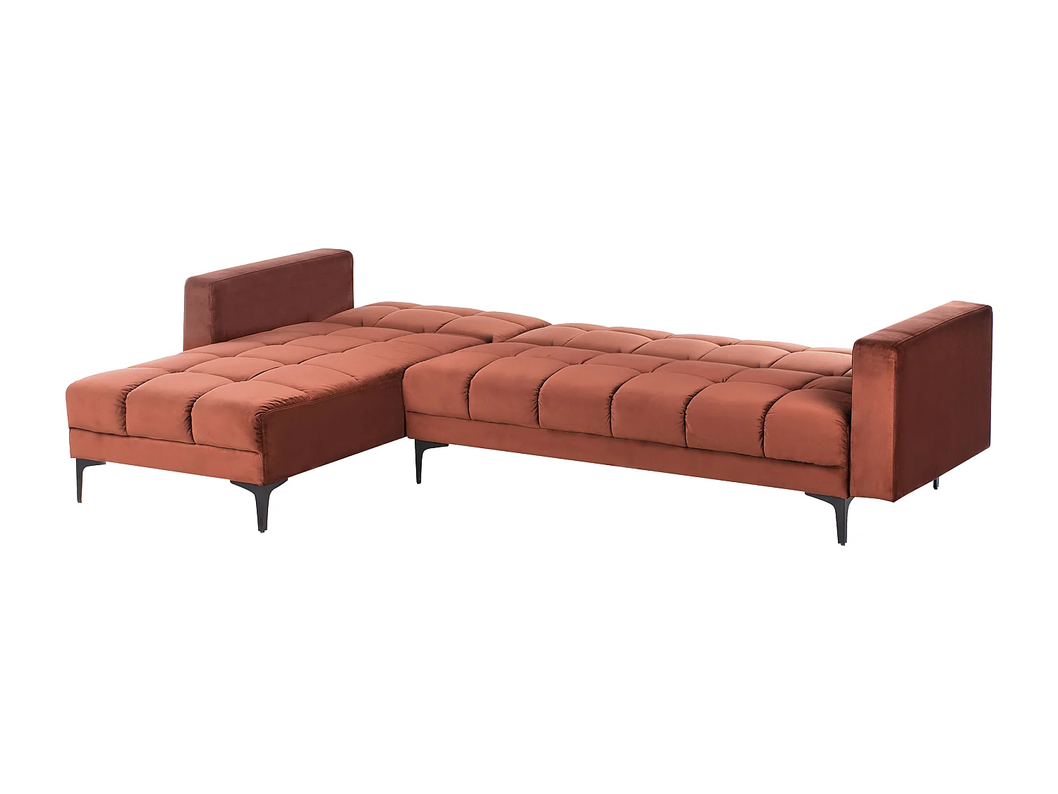 Sofá-cama de canto modular ALNES Veludo Vermelho claro 4 lugares à direita