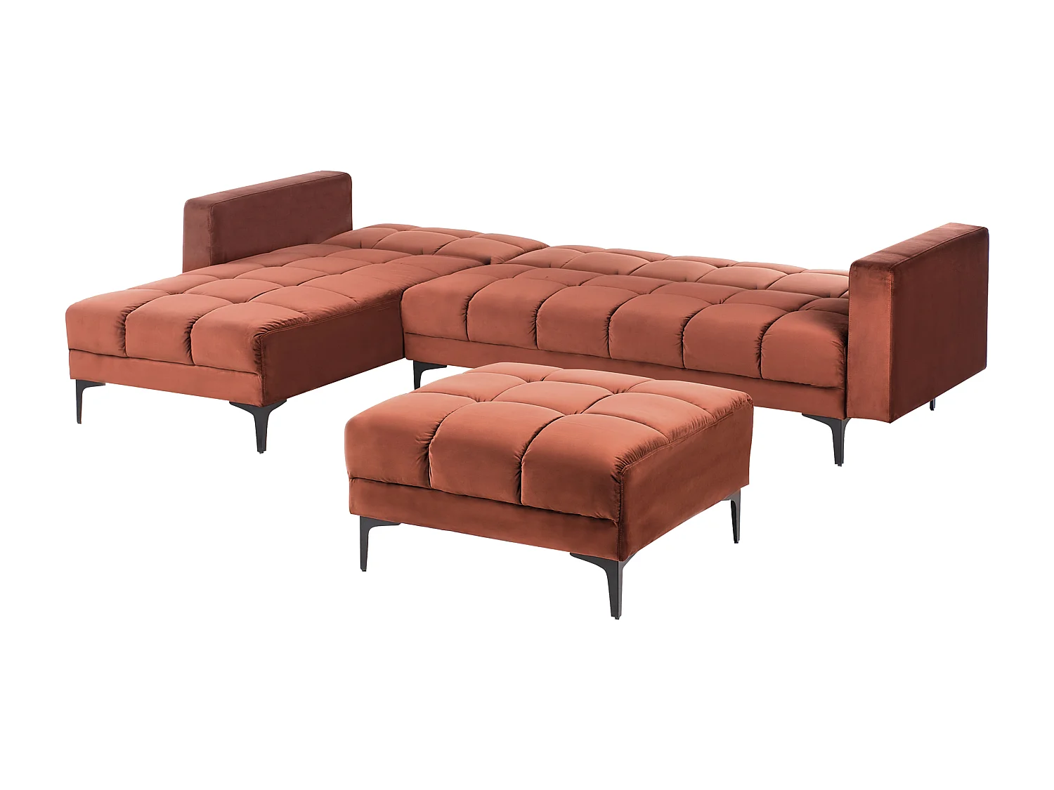 Divano letto angolare modulare ALNES Velluto Rosso chiaro 4 posti Lato destro